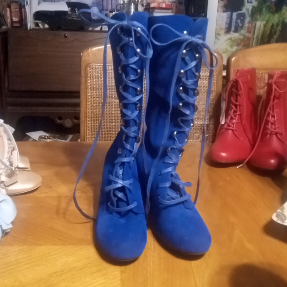 Royal Blue Suede Like Boots